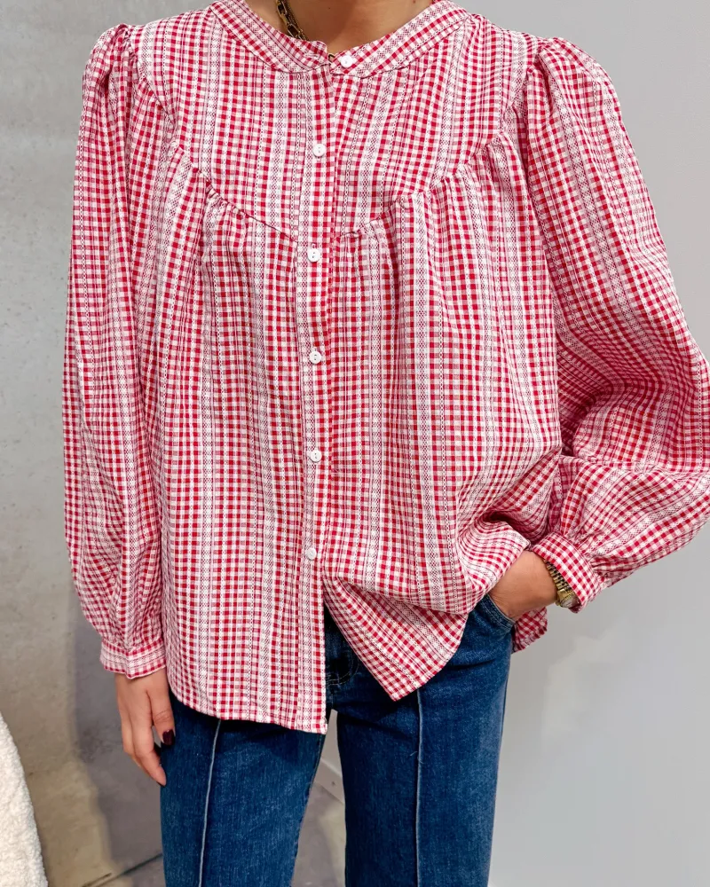 dorota_red_checked_blouse_7.webp By Lenz Tops | DOROTA RED CHECKED BLOUSE