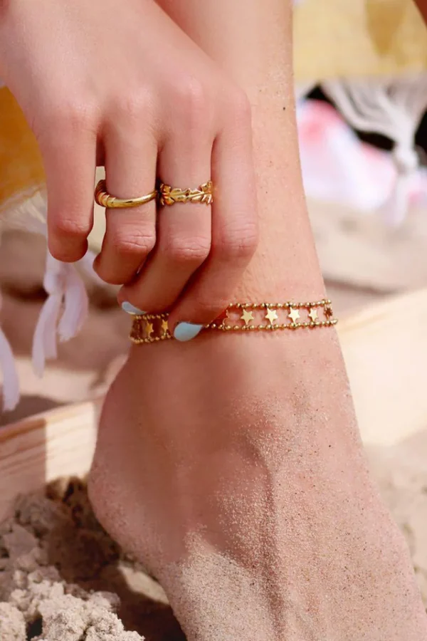 By Lenz Jewellery | DOUBLE STAR ANKLET GOLD
