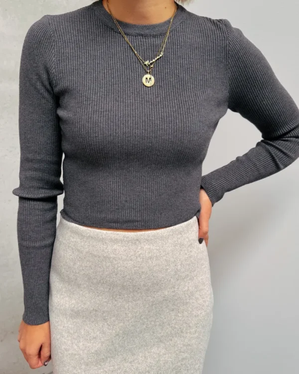 By Lenz Tops | FLO FITTED CROPPED TOP - GREY