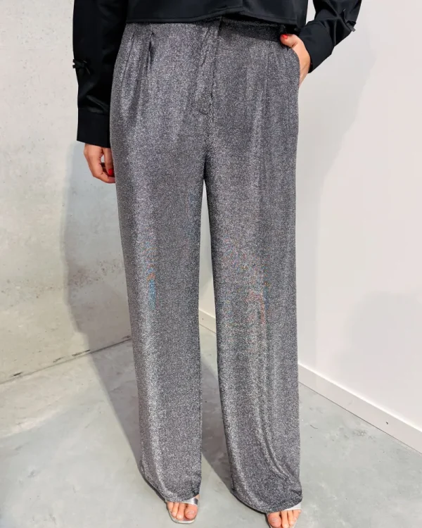 By Lenz Jeans/Trousers | GLITTER BOMB PANT - SILVER