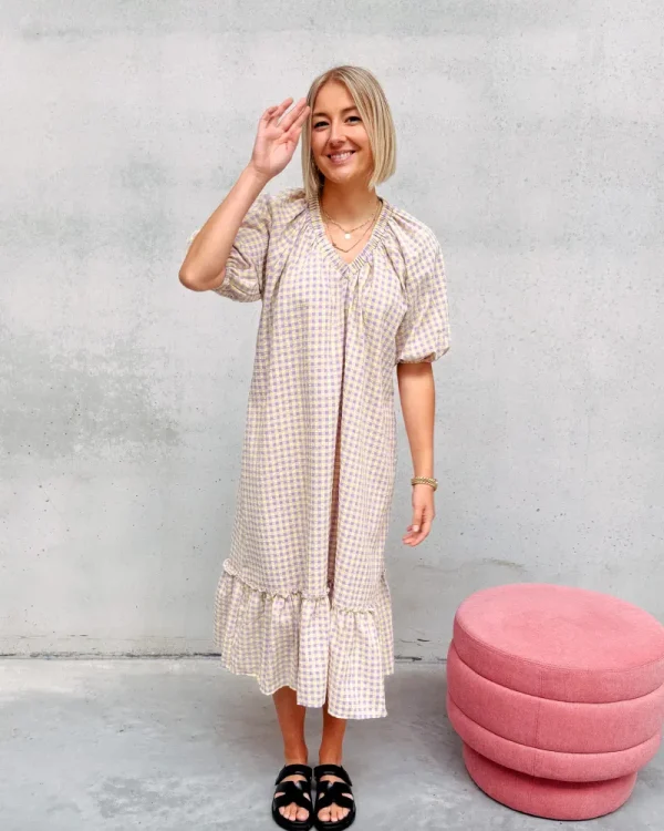 By Lenz Dresses | HAZEL CHECKED DRESS - LILA/YELLOW