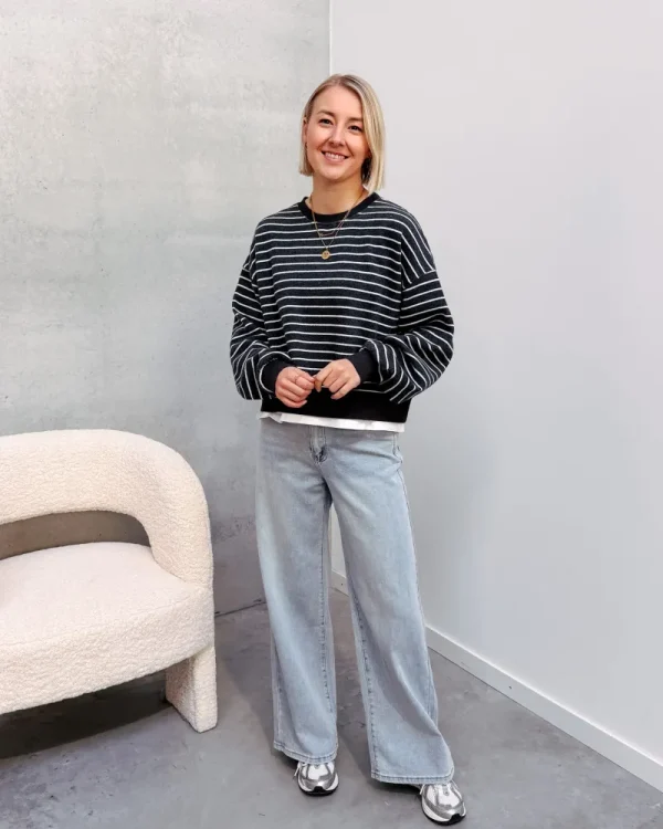 By Lenz Sweaters | JANNE STRIPED SWEATER - BLACK/WHITE