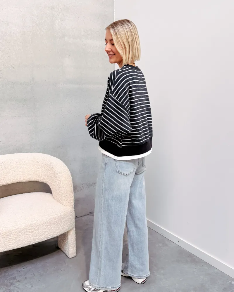 janne_striped_sweater__bl_2.webp By Lenz Sweaters | JANNE STRIPED SWEATER - BLACK/WHITE
