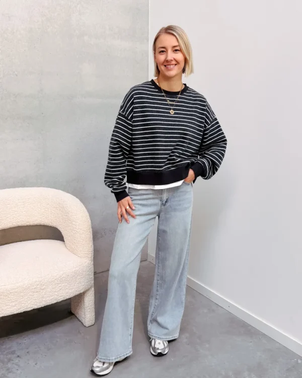 By Lenz Sweaters | JANNE STRIPED SWEATER - BLACK/WHITE