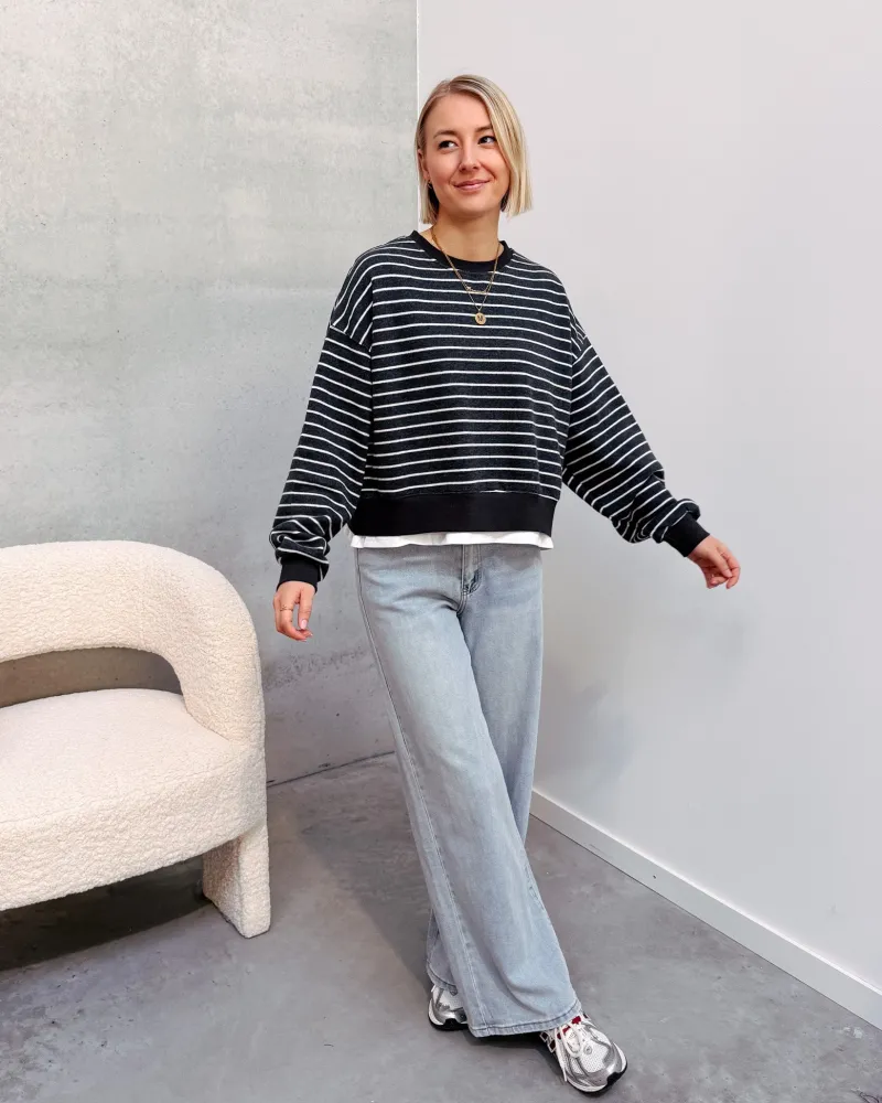 janne_striped_sweater__bl_6.webp By Lenz Sweaters | JANNE STRIPED SWEATER - BLACK/WHITE