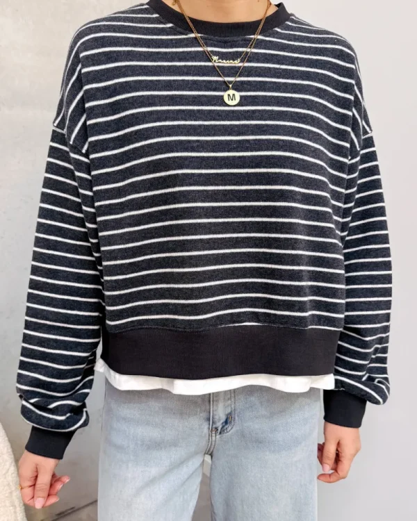 By Lenz Sweaters | JANNE STRIPED SWEATER - BLACK/WHITE