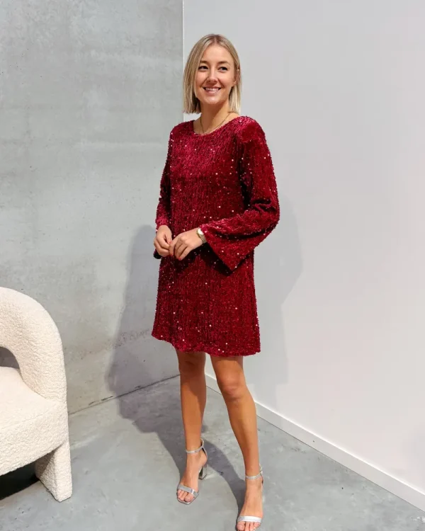 By Lenz Dresses | JOLLY GLITTER DRESS - BURGUNDY