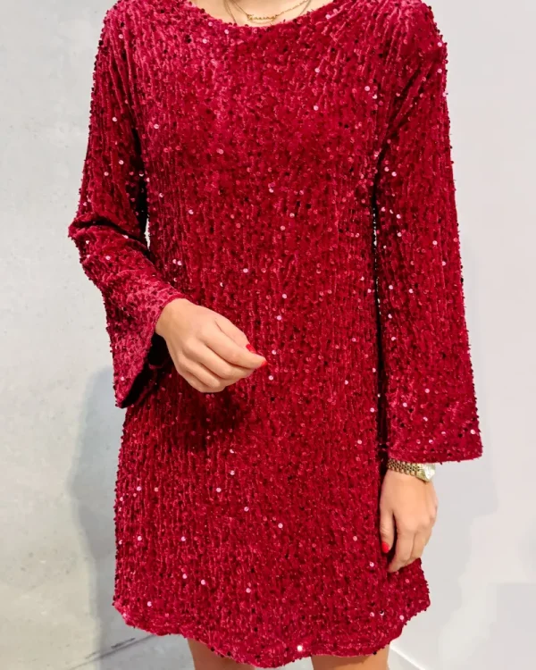 By Lenz Dresses | JOLLY GLITTER DRESS - BURGUNDY