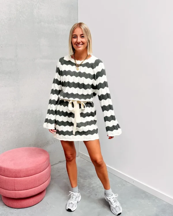 By Lenz Dresses | KATE KNITTED DRESS - WHITE/KAKI