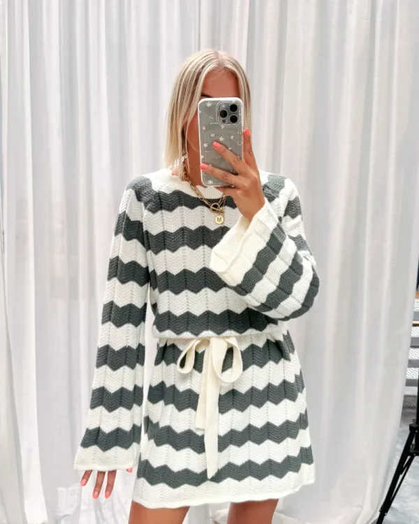 By Lenz Dresses | KATE KNITTED DRESS - WHITE/KAKI