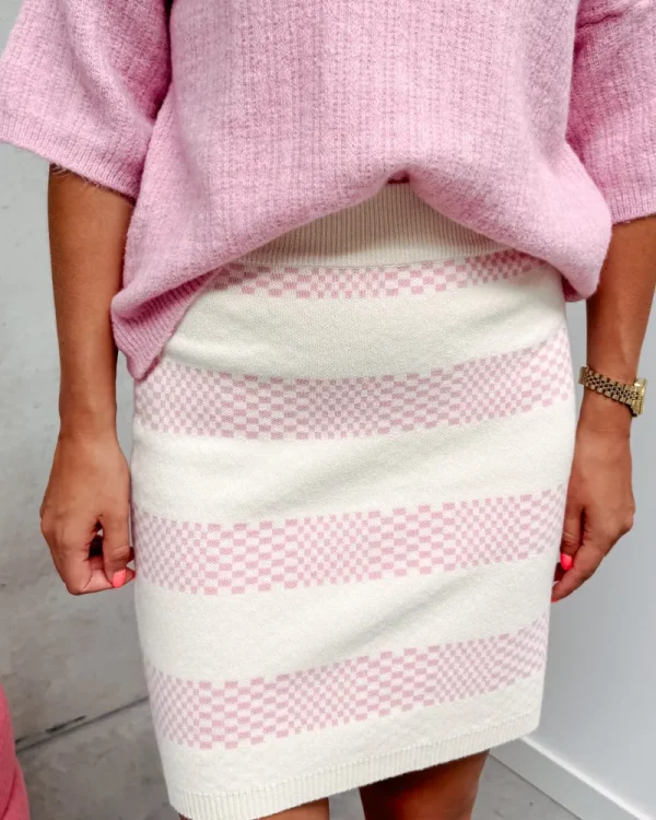 By Lenz Skirts/Shorts | KATIE KNIT SKIRT - OFF WHITE/PINK