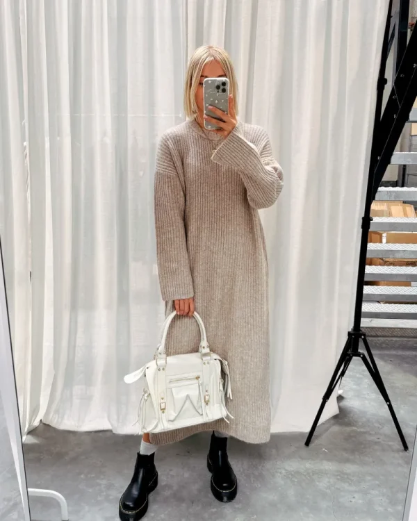 By Lenz Dresses | KAYLEIGH KNIT DRESS - BEIGE