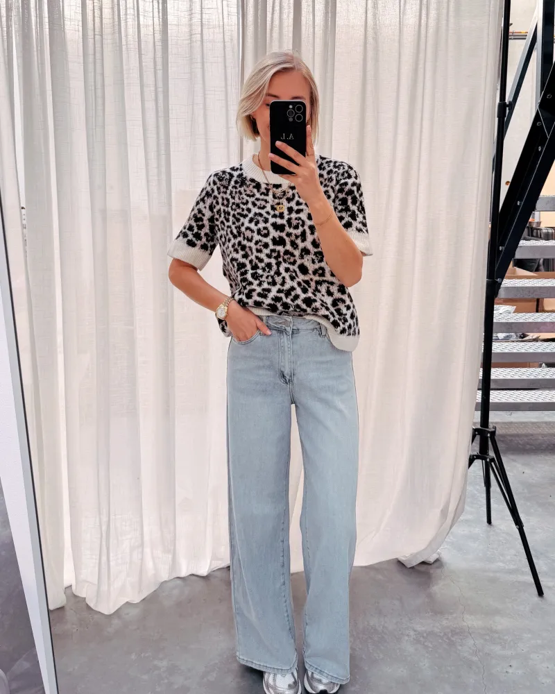 laila_leopard_short_sleev_3.webp By Lenz Skirts/Shorts | LAILA LEOPARD SHORT SLEEVE KNIT