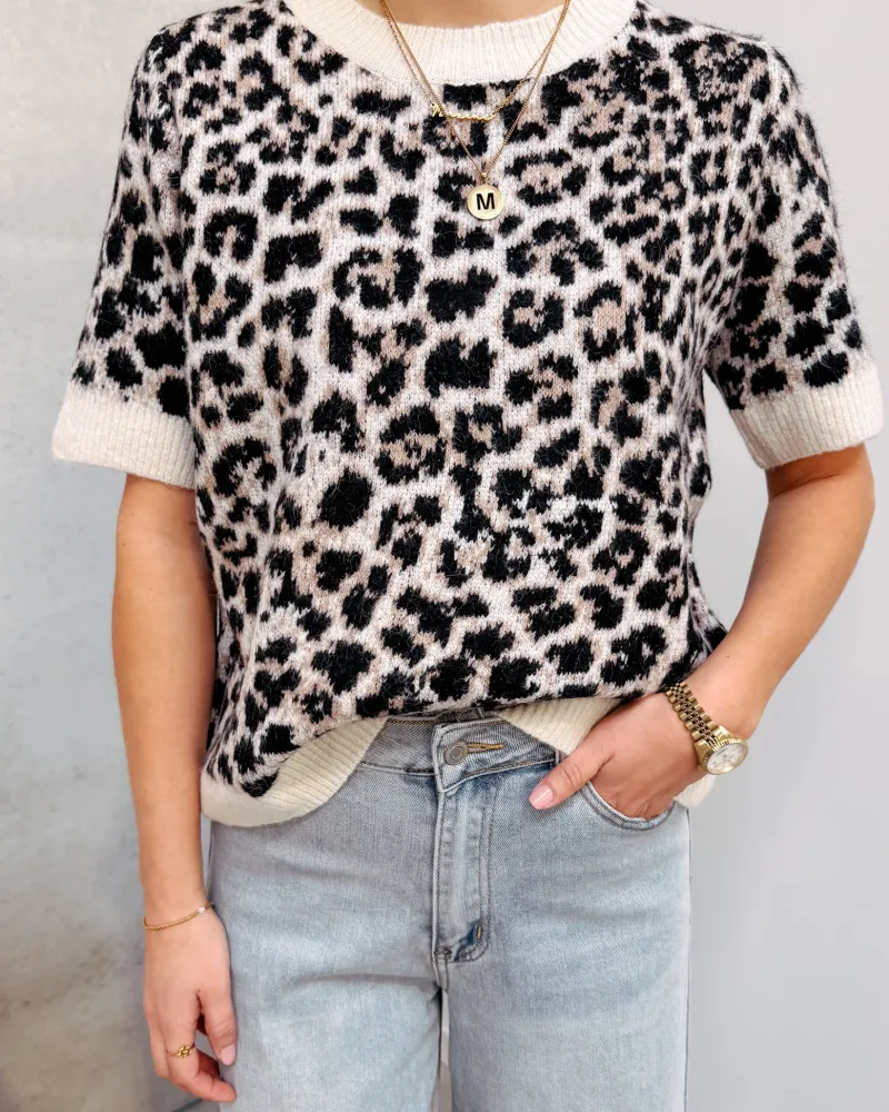 laila_leopard_short_sleev_6.webp By Lenz Skirts/Shorts | LAILA LEOPARD SHORT SLEEVE KNIT