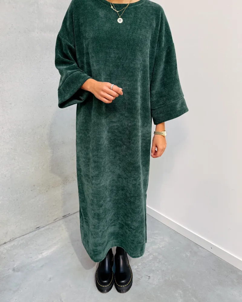 lot_velours_dress__dark_g_5.webp By Lenz Dresses | LOT VELOURS DRESS - DARK GREEN