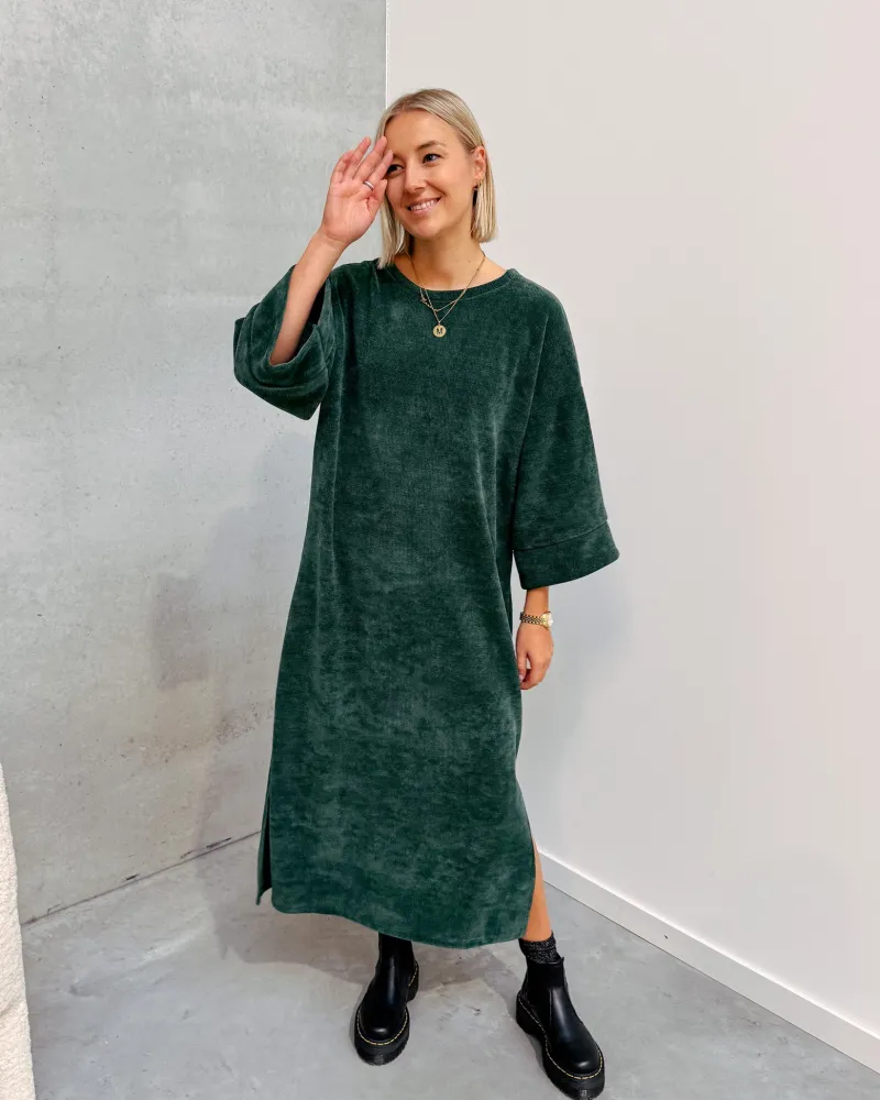 lot_velours_dress__dark_g_6.webp By Lenz Dresses | LOT VELOURS DRESS - DARK GREEN