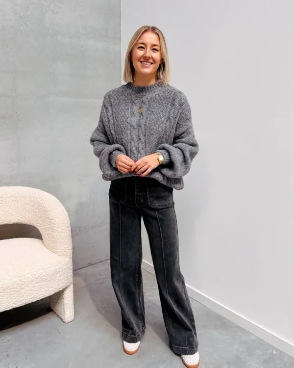 By Lenz Sweaters | MOUSE GREY CABLED KNIT