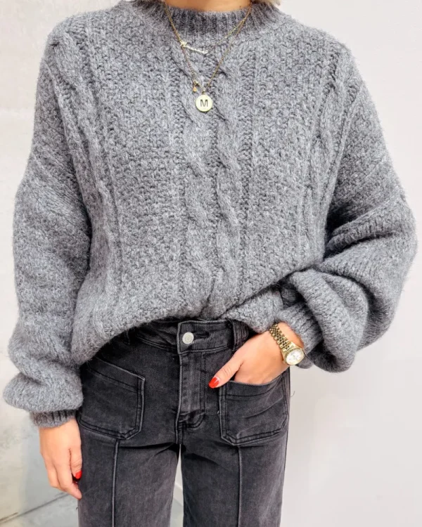 By Lenz Sweaters | MOUSE GREY CABLED KNIT