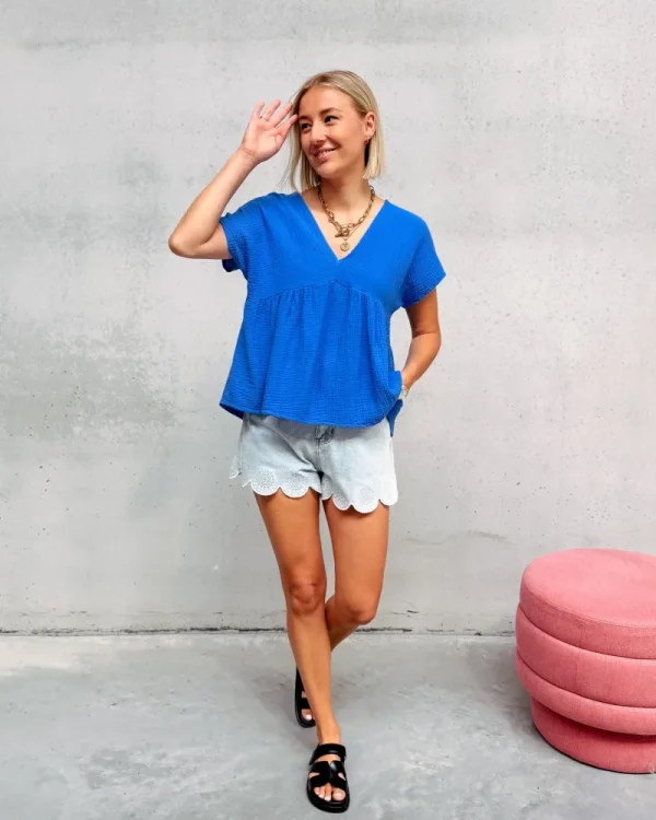 By Lenz Tops | MYLEE TETRA BLOUSE - BLUE