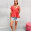 By Lenz Tops | MYLEE TETRA BLOUSE - CORAL