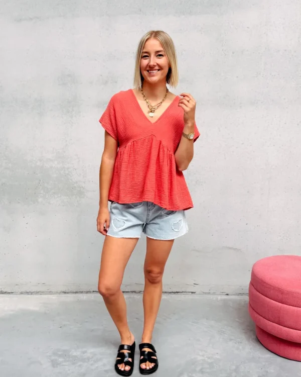 By Lenz Tops | MYLEE TETRA BLOUSE - CORAL