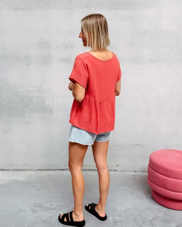 By Lenz Tops | MYLEE TETRA BLOUSE - CORAL