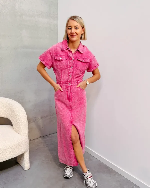 By Lenz Dresses | NORA LONG DENIM MAXI DRESS - PINK