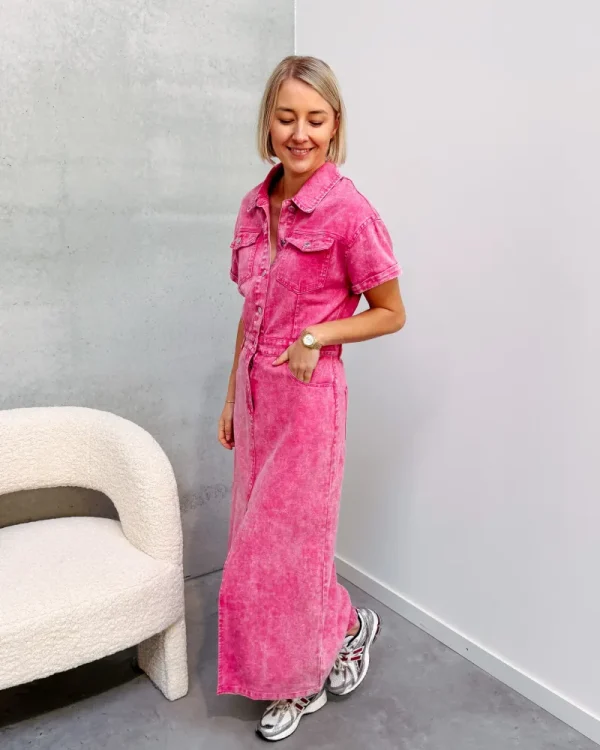 By Lenz Dresses | NORA LONG DENIM MAXI DRESS - PINK