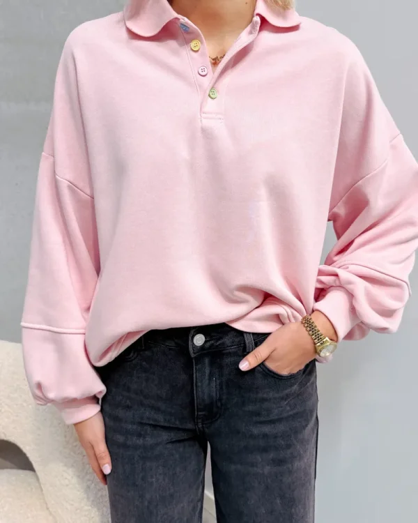 By Lenz Sweaters | ONA POLO KNIT COLORFUL BUTTONS - PINK