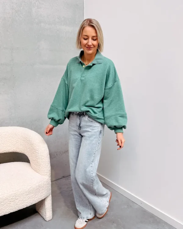 By Lenz Sweaters | ONA POLO KNIT COLORFUL BUTTONS - GREEN