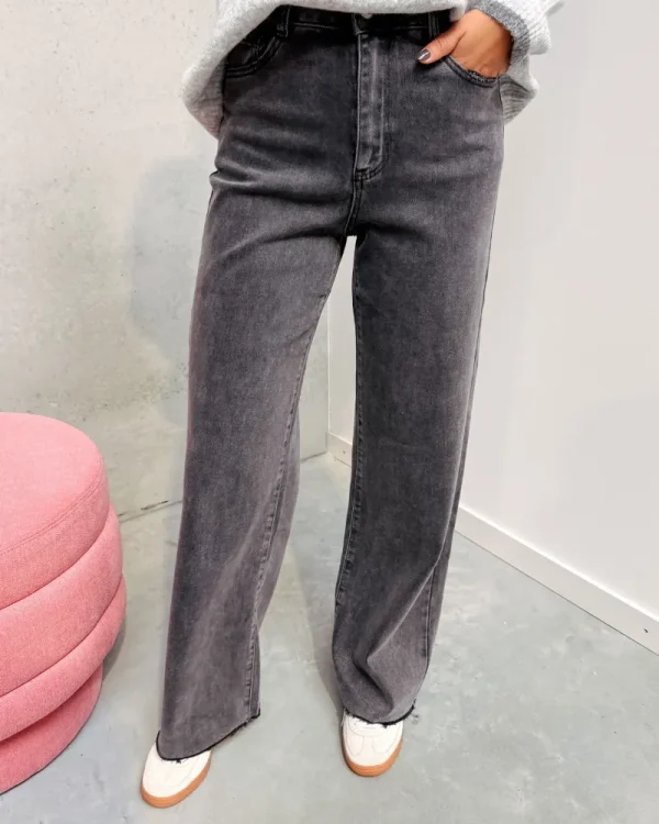 By Lenz Jeans/Trousers | ROMY CUT OFF JEANS - GREY
