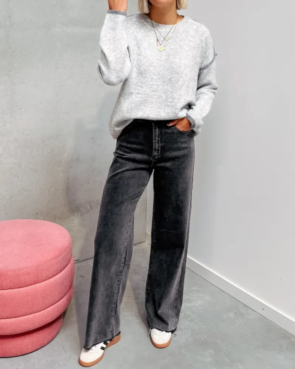 By Lenz Jeans/Trousers | ROMY CUT OFF JEANS - GREY