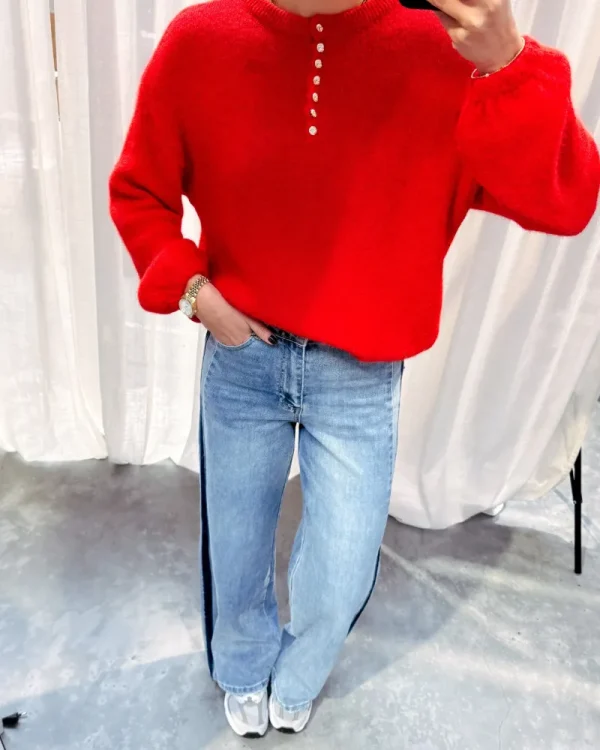 By Lenz Sweaters | ROWENA BUTTONS KNIT - RED