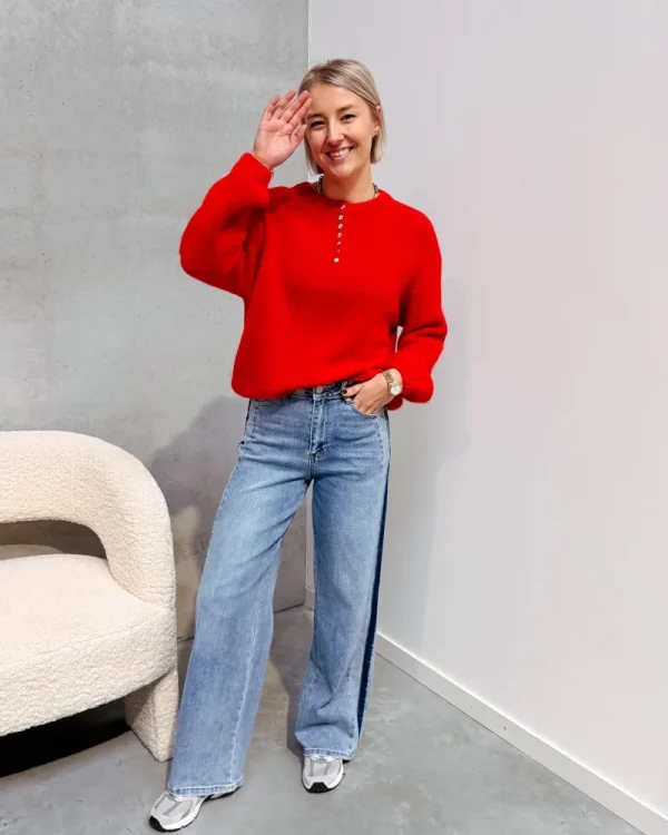 By Lenz Sweaters | ROWENA BUTTONS KNIT - RED