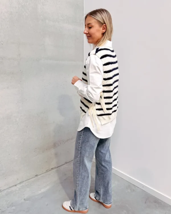 By Lenz Sweaters | SAVANNAH STRIPED SPENCER - BLUE/WHITE
