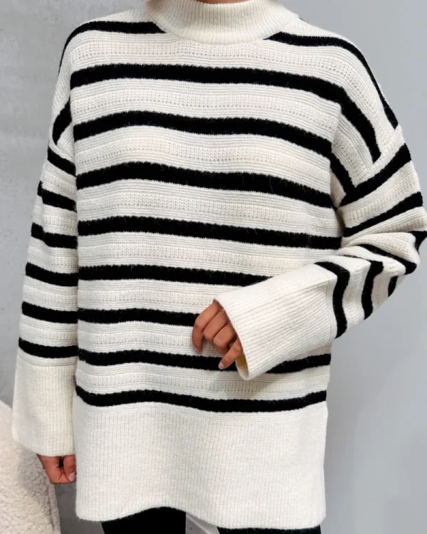 By Lenz Sweaters | SHELBY STRIPED KNIT - WHITE/BLACK