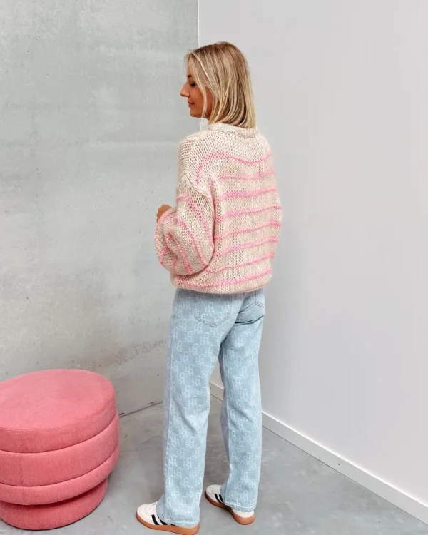 By Lenz Sweaters | SILVIE STRIPED KNIT - BEIGE/PINK