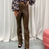 By Lenz Jeans/Trousers | STEFANIE PU PANT - BROWN
