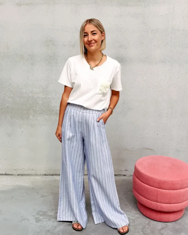 By Lenz Jeans/Trousers | STELLA STRIPED TROUSERS - BLUE