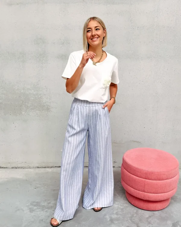 By Lenz Jeans/Trousers | STELLA STRIPED TROUSERS - BLUE