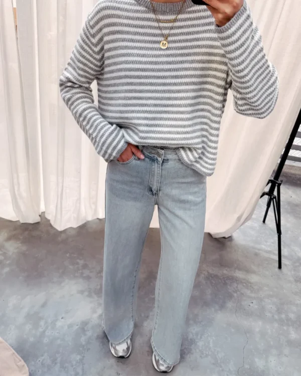 By Lenz Sweaters | STRIPES ALL THE WAY KNIT - GREY/WHITE