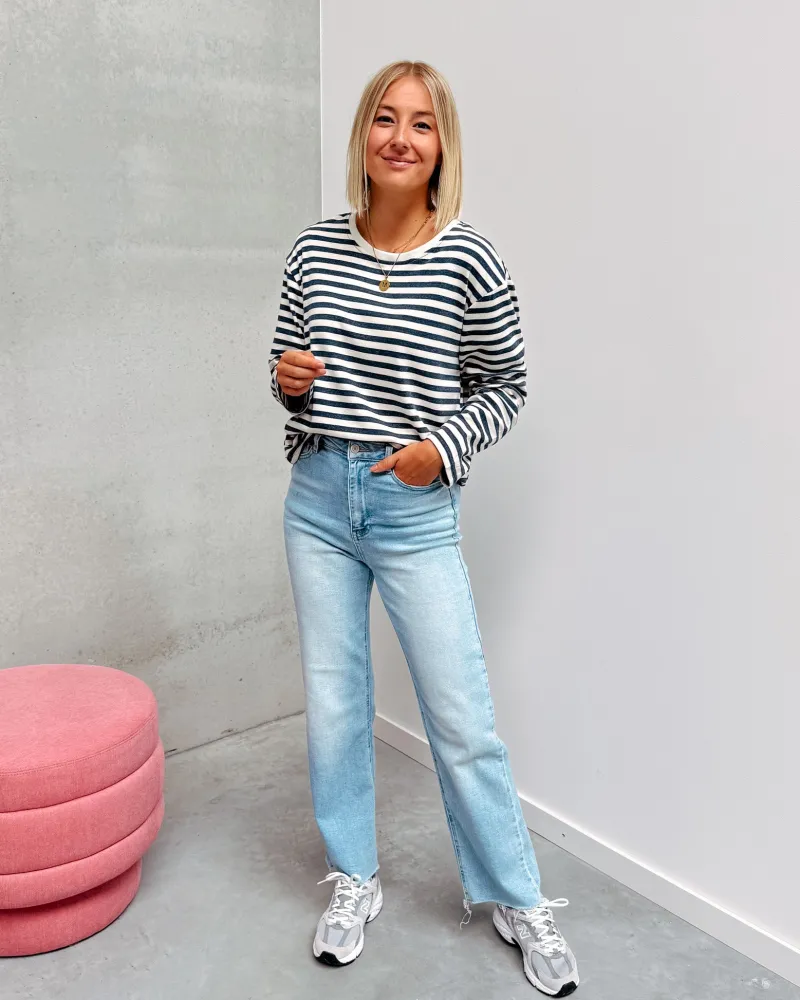 suki_striped_tee__bluewhi_7.webp By Lenz T-Shirts | SUKI STRIPED TEE - BLUE/WHITE