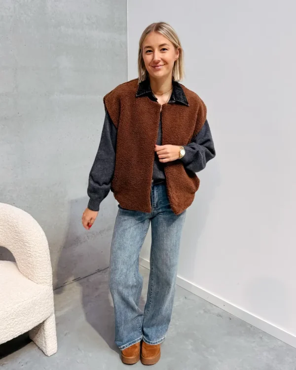 By Lenz Sweaters | TYRA TEDDY GILET - BROWN