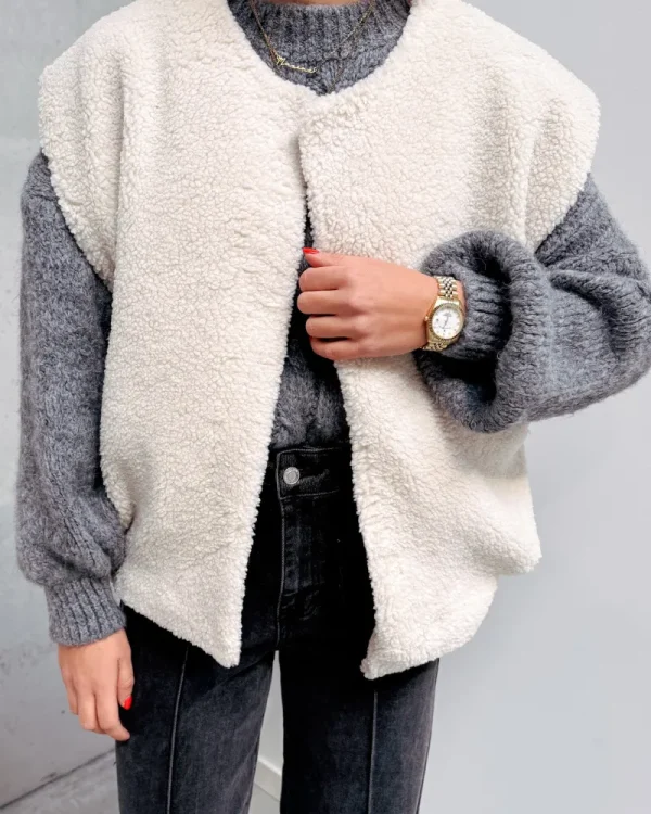 By Lenz Jackets | TYRA TEDDY GILET - CREAM