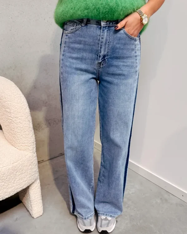 By Lenz Jeans/Trousers | VANESSA STRIPED DAD JEANS - BLUE