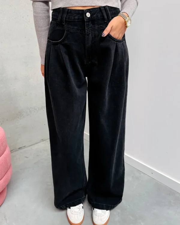 By Lenz Jeans/Trousers | VÉRO WIDE LEG PLEAT RELAXED FIT JEANS - BLACK