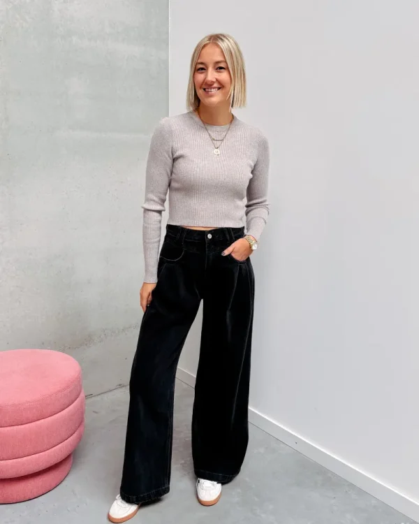 By Lenz Jeans/Trousers | VÉRO WIDE LEG PLEAT RELAXED FIT JEANS - BLACK