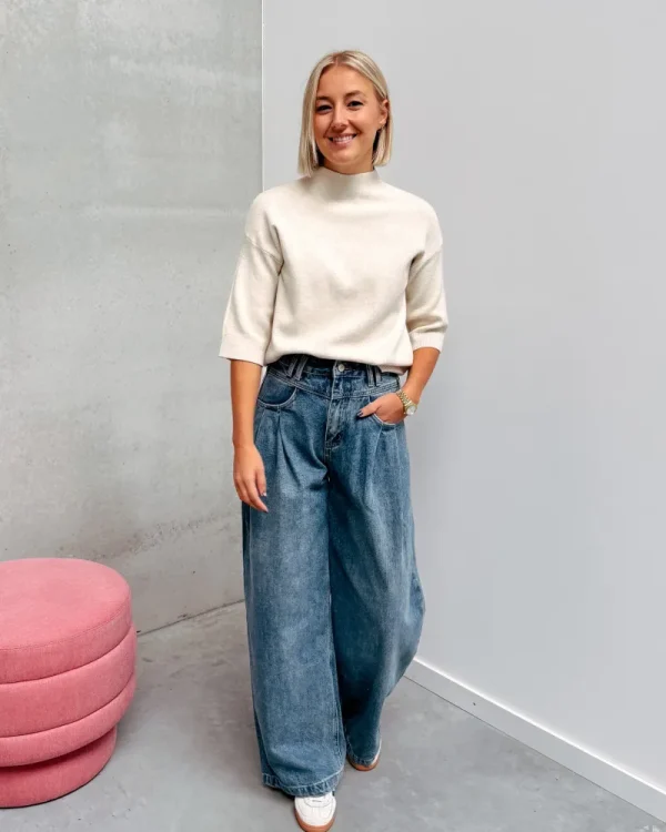 By Lenz Jeans/Trousers | VÉRO WIDE LEG PLEAT RELAXED FIT JEANS - BLUE