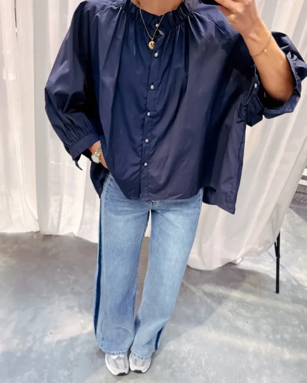 By Lenz Tops | YUNA PUFF BLOUSE - DARK BLUE