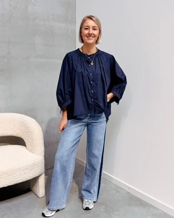 By Lenz Tops | YUNA PUFF BLOUSE - DARK BLUE